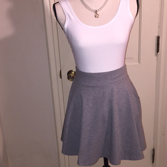 (One Left) Heather Gray Mini Skater Skirt (New) - Picture 4 of 4